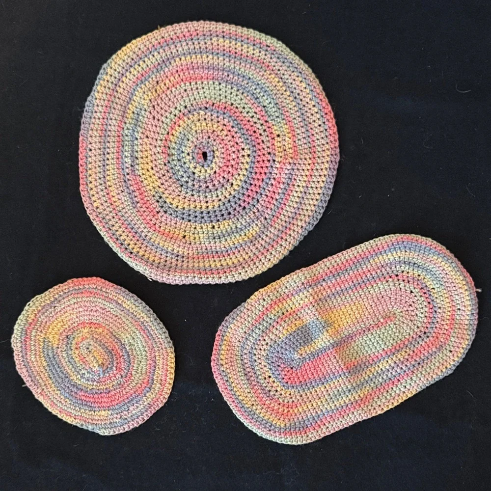 Vintage 1950s Handmade Crocheted Dollhouse Rugs Miniature Set